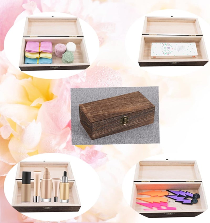 HingoFuni Wood Storage Box with Lid Solid Wood Container Box Decorative Table Large Rectangular Smooth Rustic Style Store Space to Organize Toys Cosmetics Vintage Color 7.87*3.93*2.36in, Brown, 2pcs - Image 5
